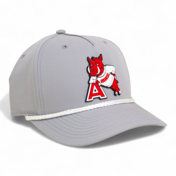Arkansas Razorbacks Leaning A 3D Five Panel Classic Rope Hat- Grey/ White