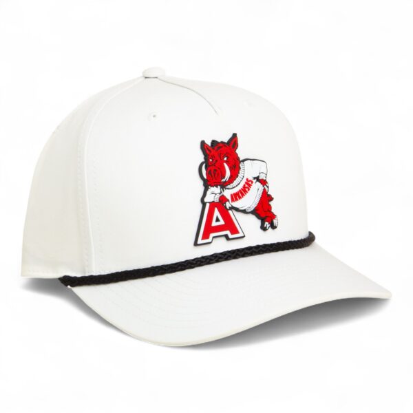 Arkansas Razorbacks Leaning A 3D Five Panel Classic Rope Hat- White/ Black