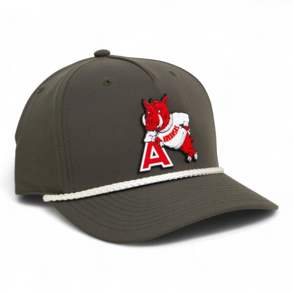 Arkansas Razorbacks Leaning A 3D Five Panel Classic Rope Hat- Olive/ White