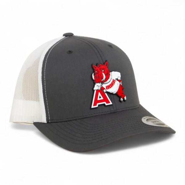 Arkansas Razorbacks Leaning A 3D YP Snapback Trucker Hat- Charcoal/ White