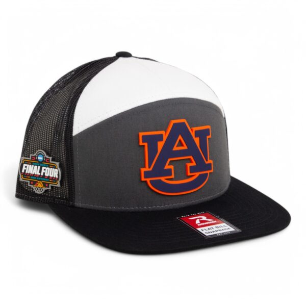 Auburn Tigers 2025 Final Four 3D Snapback Seven-Panel Flat Bill Trucker Hat- Charcoal/ White/ Black