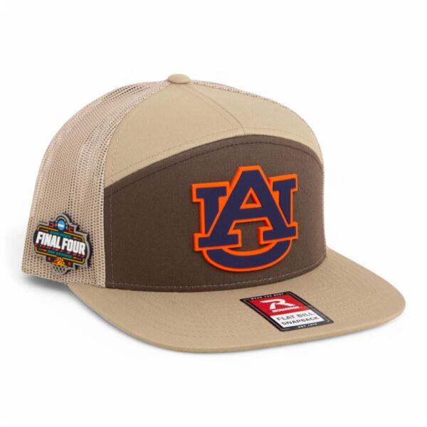 Auburn Tigers 2025 Final Four 3D Snapback Seven-Panel Flat Bill Trucker Hat- Brown/ Tan