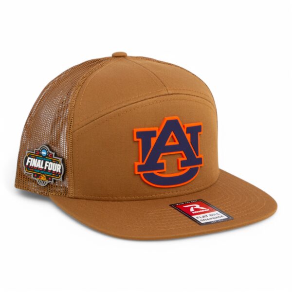 Auburn Tigers 2025 Final Four 3D Snapback Seven-Panel Flat Bill Trucker Hat- Caramel
