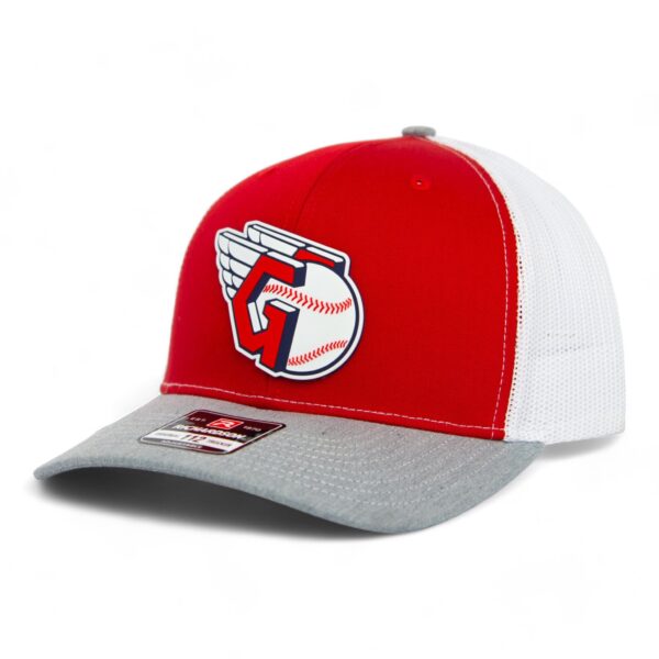 Cleveland Guardians 3D Snapback Trucker Hat- Red/ White/ Heather Grey