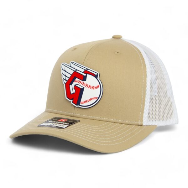 Cleveland Guardians 3D Snapback Trucker Hat- Tan/ White