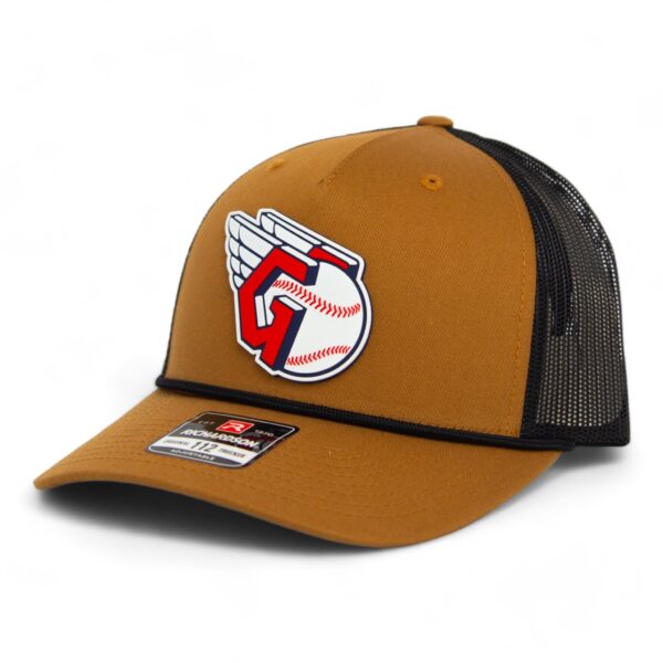 Cleveland Guardians 3D Snapback Trucker Rope Hat- Caramel/ Black