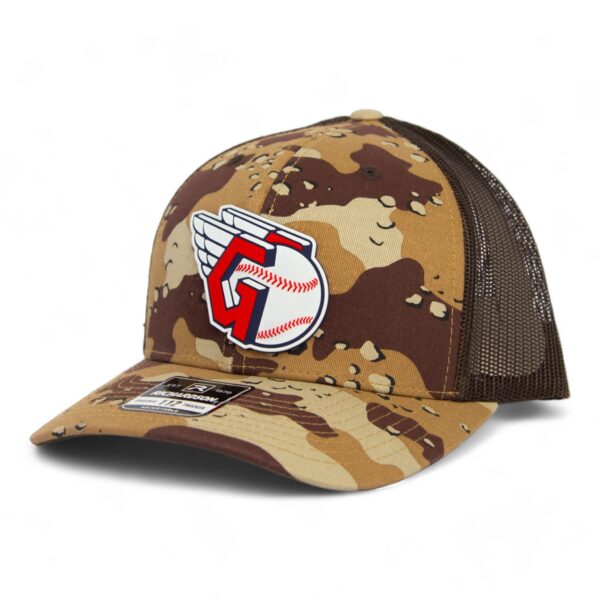 Cleveland Guardians 3D Snapback Trucker Hat- Desert Camo/ Brown
