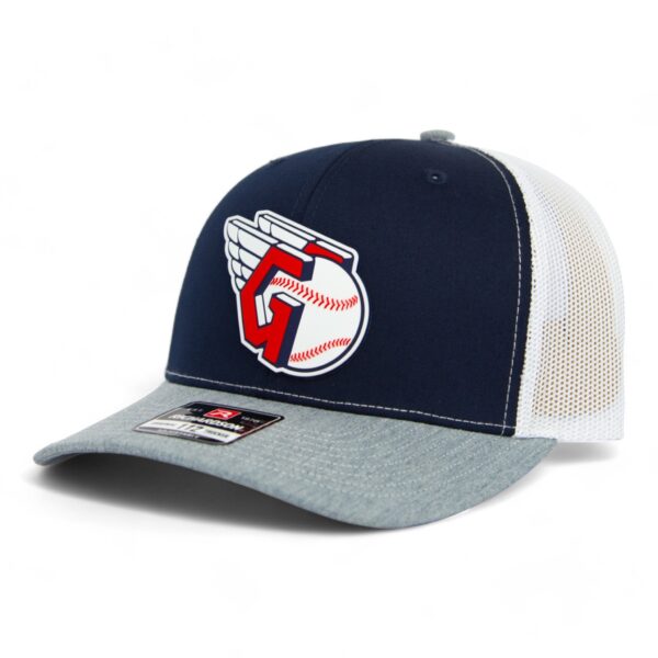 Cleveland Guardians 3D Snapback Trucker Hat- Navy/ White/ Heather Grey