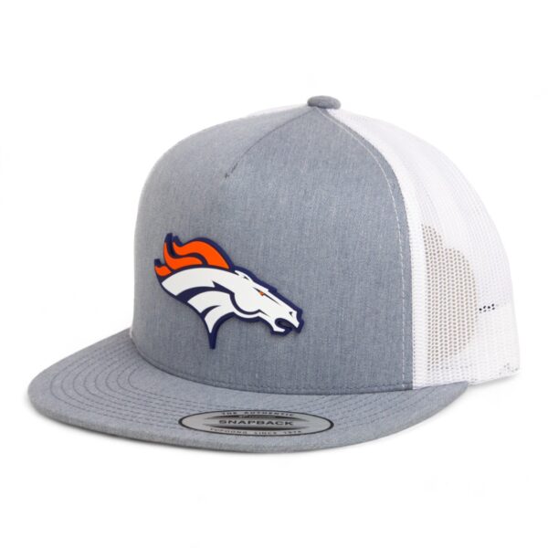 Denver Broncos 3D YP Snapback Flat Bill Trucker Hat- Heather Grey/ White