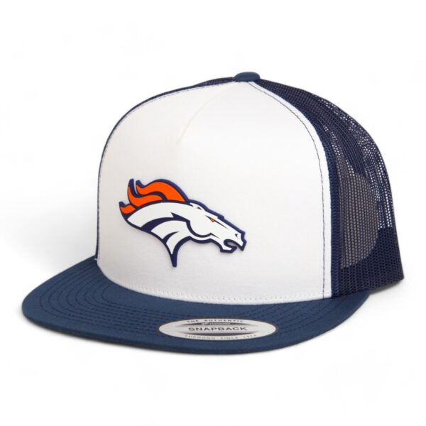 Denver Broncos 3D YP Snapback Flat Bill Trucker Hat- White/ Navy