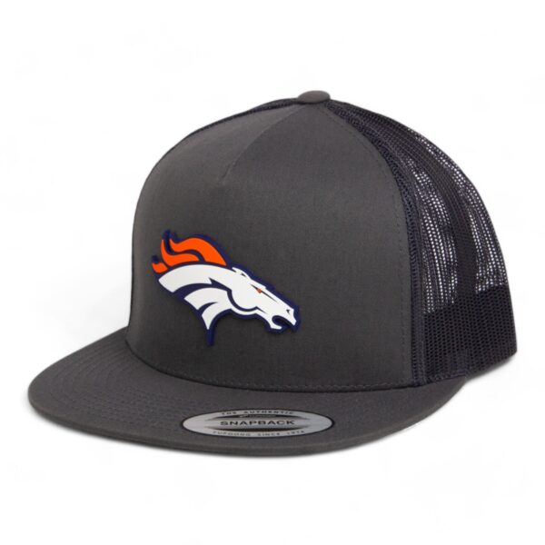Denver Broncos 3D YP Snapback Flat Bill Trucker Hat- Charcoal/ Black