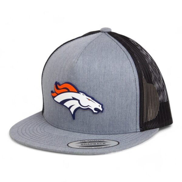 Denver Broncos 3D YP Snapback Flat Bill Trucker Hat- Heather Grey/ Black