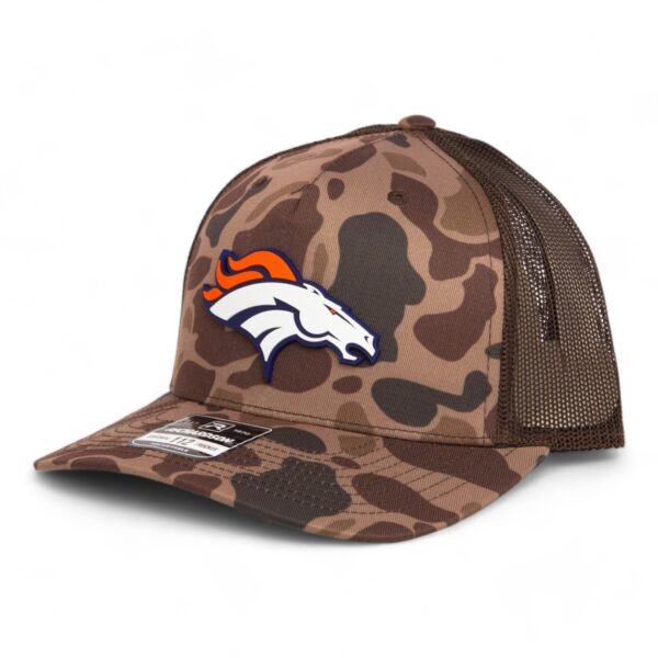 Denver Broncos 3D Snapback Trucker Hat- Bark Duck Camo/ Brown