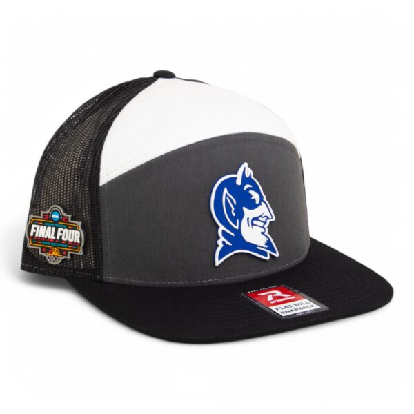 Duke Blue Devils 2025 Final Four 3D Snapback Seven-Panel Flat Bill Trucker Hat- Charcoal/ White/ Black