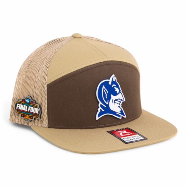 Duke Blue Devils 2025 Final Four 3D Snapback Seven-Panel Flat Bill Trucker Hat- Brown/ Tan
