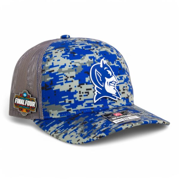 Duke Blue Devils 2025 Final Four 3D Snapback Trucker Hat- Royal Digital Camo