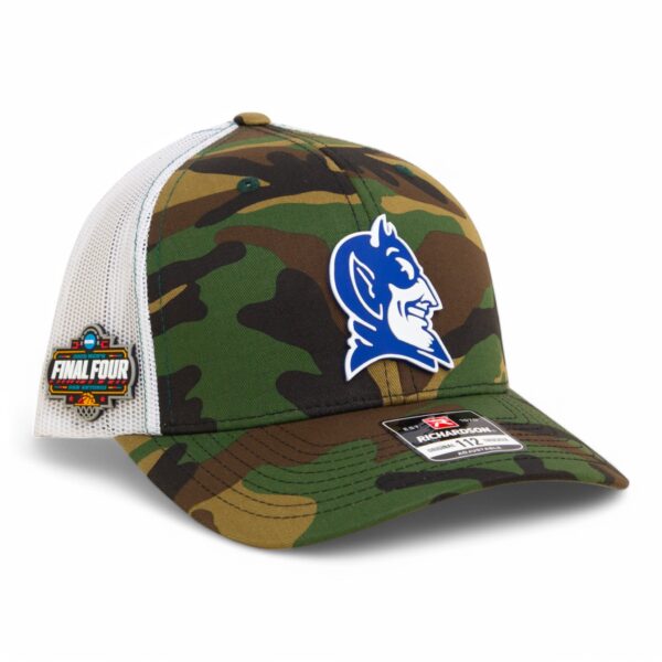 Duke Blue Devils 2025 Final Four 3D Snapback Trucker Hat- Army Camo/ White