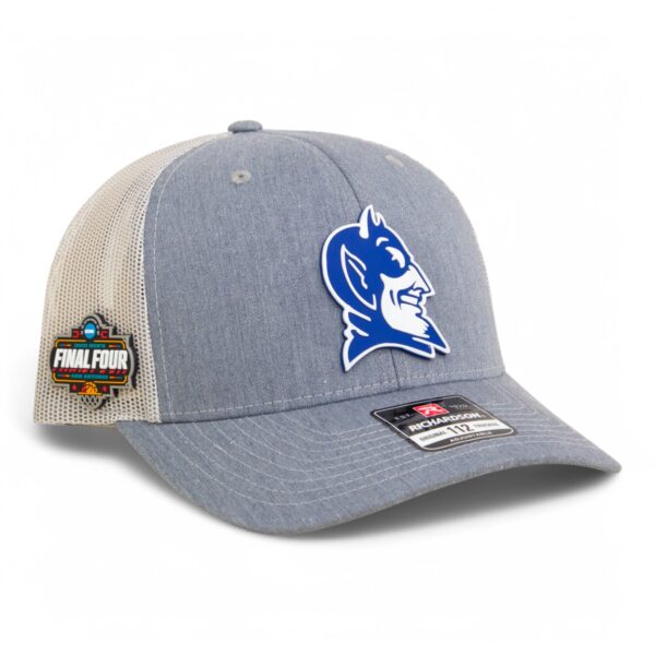 Duke Blue Devils 2025 Final Four 3D Snapback Trucker Hat- Heather Grey/ Light Grey