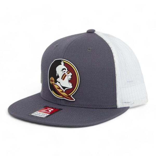Florida State Seminoles 3D PVC Patch Wool Blend Flat Bill Hat- Charcoal/ White