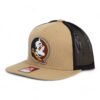 Florida State Seminoles 3D PVC Patch Wool Blend Flat Bill Hat- Khaki/ Black