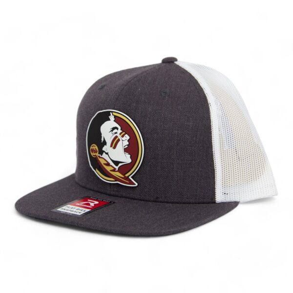 Florida State Seminoles 3D PVC Patch Wool Blend Flat Bill Hat- Heather Charcoal/ White