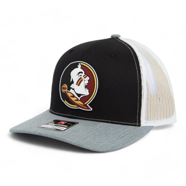 Florida State Seminoles 3D PVC Rubber Patch Hat- Black/ White/ Heather Grey