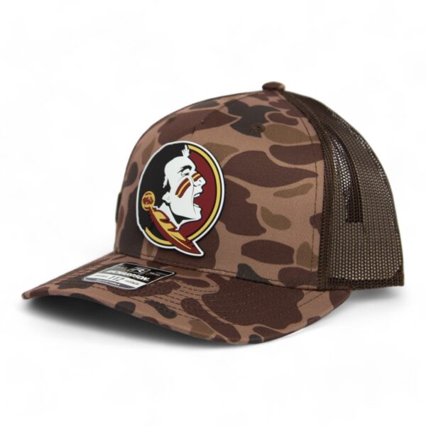 Florida State Seminoles 3D Snapback Trucker Hat- Bark Duck Camo/ Brown