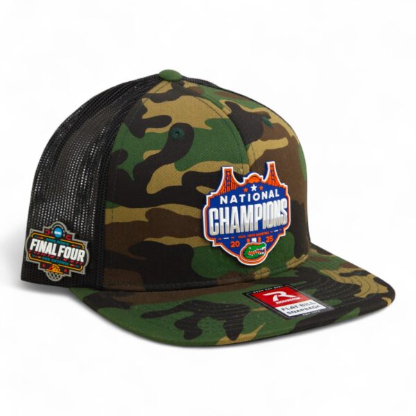 Florida Gators 2025 Final Four National Champions 3D Wool Blend Flat Bill Hat- Army Camo/ Black