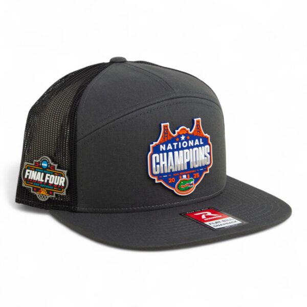 Florida Gators 2025 Final Four National Champions 3D Snapback Seven-Panel Flat Bill Trucker Hat- Charcoal/ Black