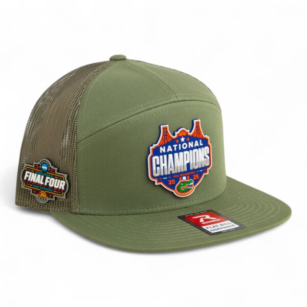 Florida Gators 2025 Final Four National Champions 3D Snapback Seven-Panel Flat Bill Trucker Hat- Loden Green