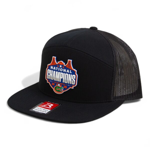 Florida Gators 2025 Basketball National Champions 3D Snapback Seven-Panel Flat Bill Trucker Hat- Black