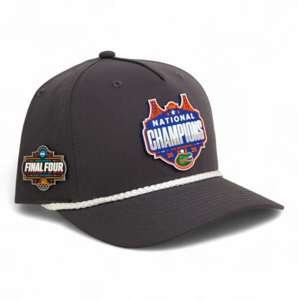 Florida Gators 2025 Final Four National Champions 3D Five Panel Classic Rope Hat- Charcoal/ White