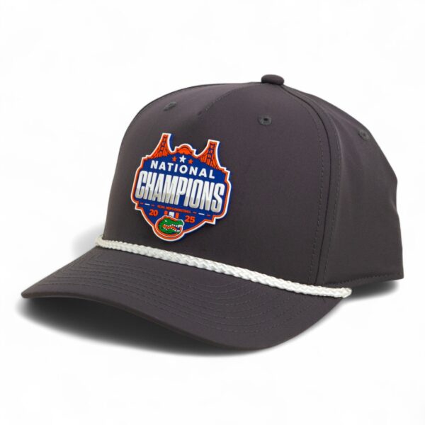 Florida Gators 2025 Basketball National Champions 3D Five Panel Classic Rope Hat- Charcoal/ White