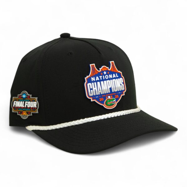 Florida Gators 2025 Final Four National Champions 3D Five Panel Classic Rope Hat- Black/ White