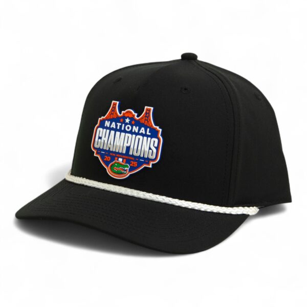 Florida Gators 2025 Basketball National Champions 3D Five Panel Classic Rope Hat- Black/ White