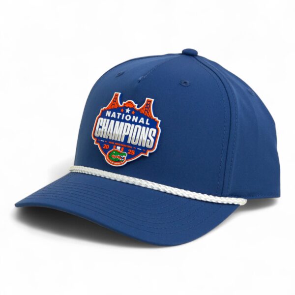 Florida Gators 2025 Basketball National Champions 3D Five Panel Classic Rope Hat- Light Blue/ White