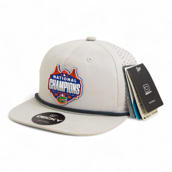 Florida Gators 2025 Basketball National Champions 3D Perforated Rope Hat- Grey/ Charcoal