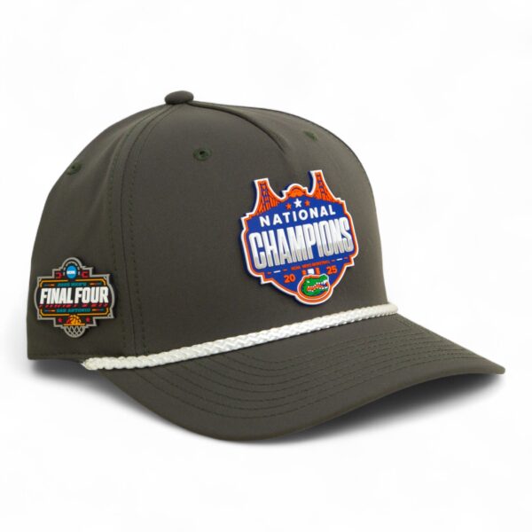 Florida Gators 2025 Final Four National Champions 3D Five Panel Classic Rope Hat- Olive/ White