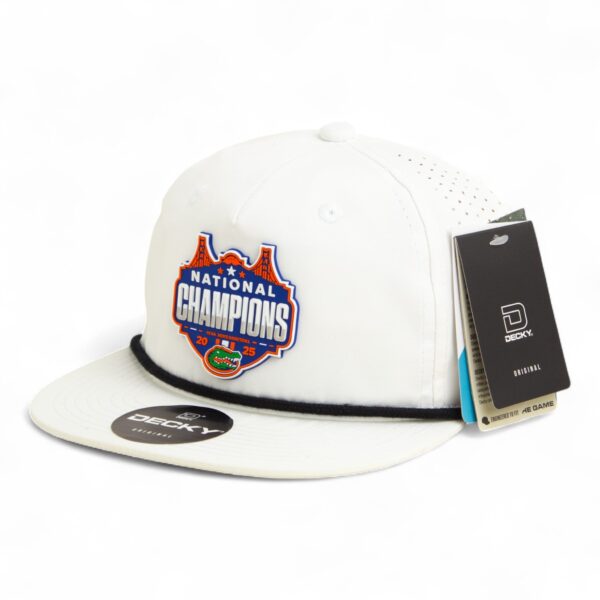 Florida Gators 2025 Basketball National Champions 3D Perforated Rope Hat- White/ Black