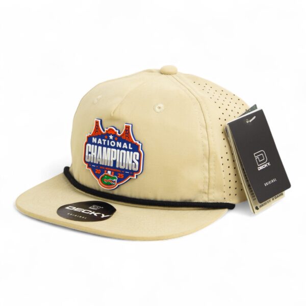 Florida Gators 2025 Basketball National Champions 3D Perforated Rope Hat- Birch/ Black