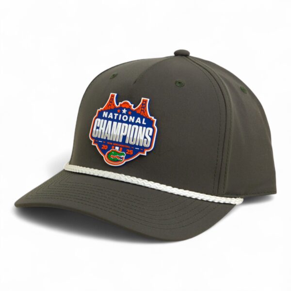 Florida Gators 2025 Basketball National Champions 3D Five Panel Classic Rope Hat- Olive/ White