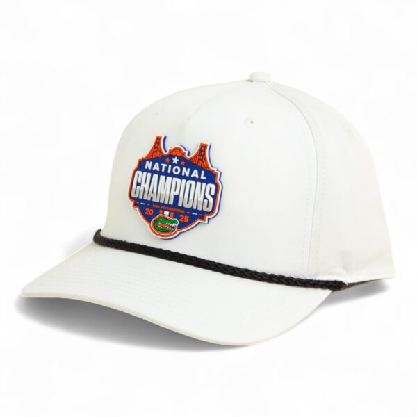 Florida Gators 2025 Basketball National Champions 3D Five Panel Classic Rope Hat- White/ Black