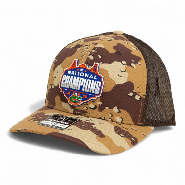 Florida Gators 2025 Basketball National Champions Snapback Trucker Hat- Desert Camo/ Brown