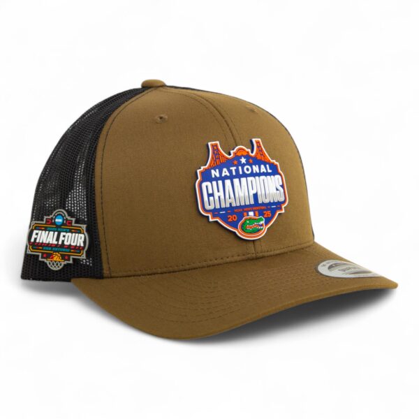Florida Gators 2025 Final Four National Champions 3D YP Snapback Trucker Hat- Coyote/ Black