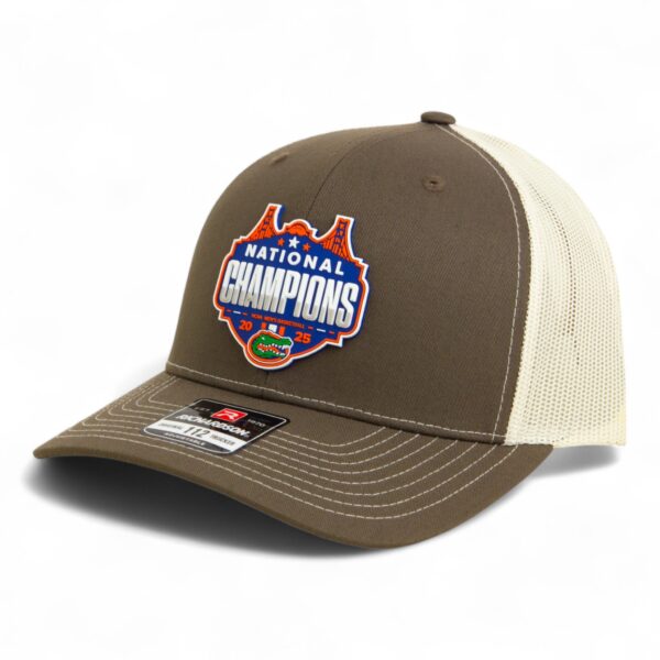 Florida Gators 2025 Basketball National Champions Snapback Trucker Hat- Chocolate Chip/ Birch