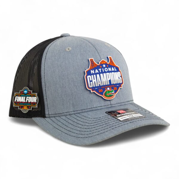 Florida Gators 2025 Final Four National Champions Snapback Trucker Hat- Heather Grey/ Black