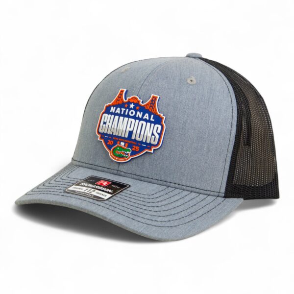 Florida Gators 2025 Basketball National Champions Snapback Trucker Hat- Heather Grey/ Black