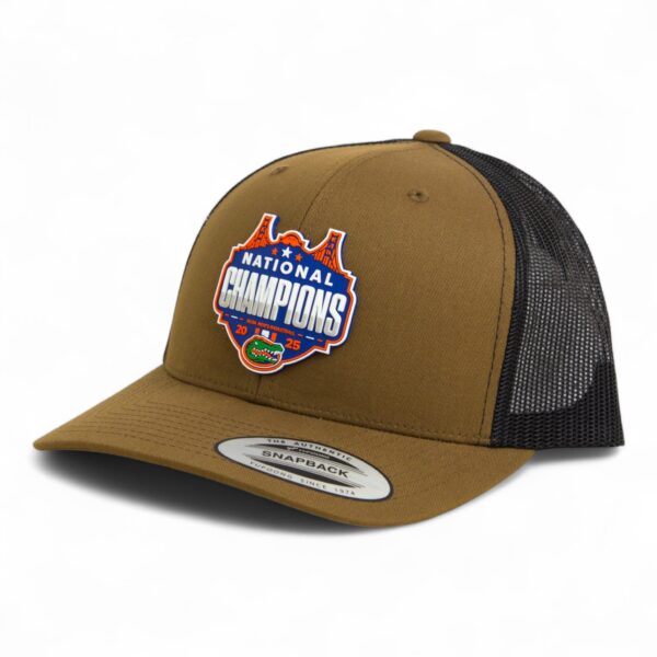 Florida Gators 2025 Basketball National Champions 3D YP Snapback Trucker Hat- Coyote/ Black