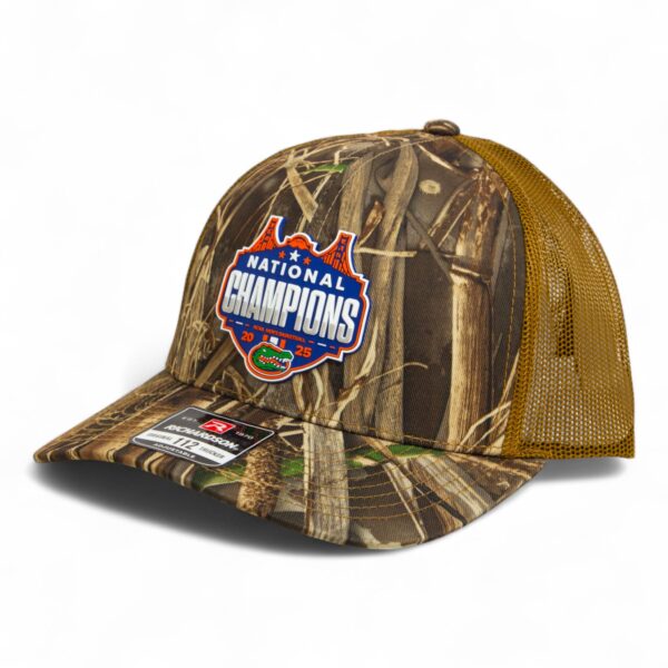 Florida Gators 2025 Basketball National Champions Snapback Trucker Hat- Realtree Max 7/ Buck