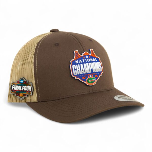 Florida Gators 2025 Final Four National Champions 3D YP Snapback Trucker Hat- Brown/ Tan